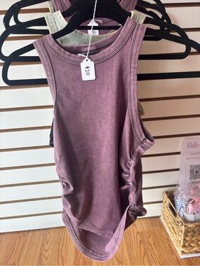 Sleeveless Mauve Tank Top with Side Tie - Women